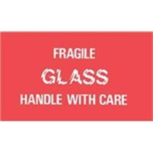 #DL1150  3 x 5"  Fragile Glass Handle with Care Label