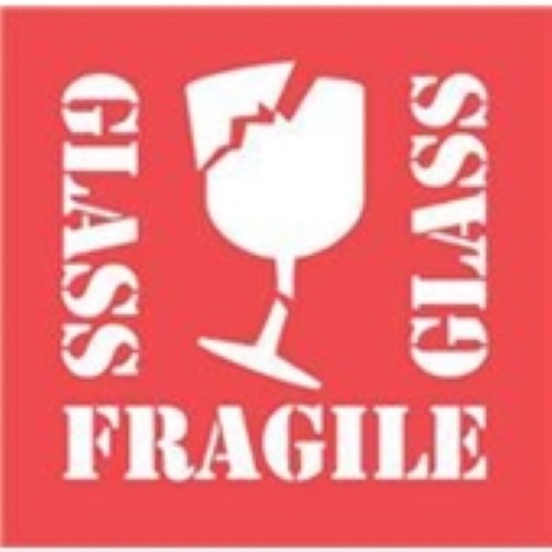 #DL1282  4 x 4"  Glass Fragile Glass (Broken Glass) Label