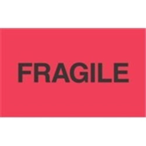 #DL2423  3 x 5"  Fragile "Flourescent Red" Label