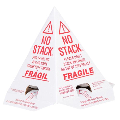 Do Not Stack Pallet Cones  8 x 8 x 10 White/Red Tri-Lingual : English, Spanish & French (50/case)